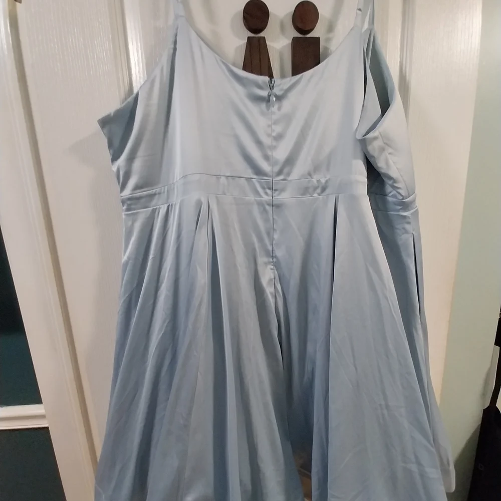 Torrid Mini Satin Skater Dress In "Skyway" Blue- NWT- Size 24 - Picture 6 of 7